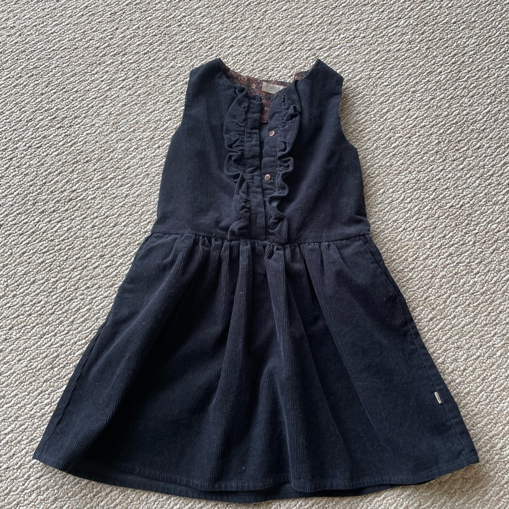 Wheat organic cotton danish design black corduroy Dress family pictures 7 122cm